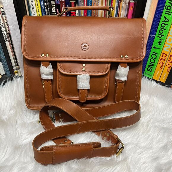 AARON LEATHER GOODS BRIEFCASE BROWN BAG - Picture 3 of 10